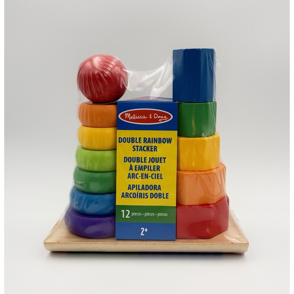 Melissa & Doug Double Rainbow Stacker Wooden Educational Toy 12 Pieces New